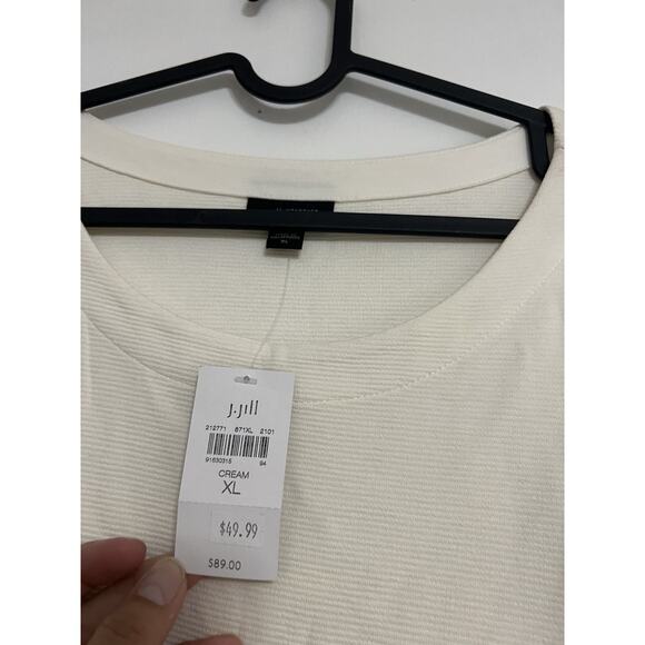 J.Jill Wearever Collection Size XL Cream Ribbed Cuff Blouse - NEW - Picture 3 of 5